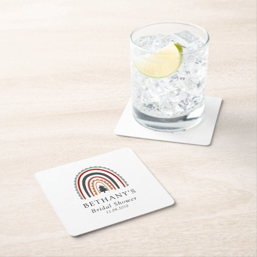 Boho Kerst Regenboog Bruidsfeest Kartonnen Onderzetters (Insitu)