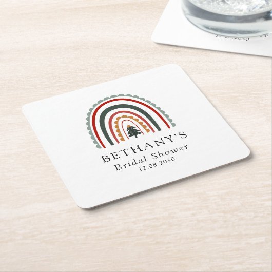 Boho Kerst Regenboog Bruidsfeest Kartonnen Onderzetters (Schuin)