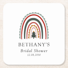 Boho Kerst Regenboog Bruidsfeest Kartonnen Onderzetters