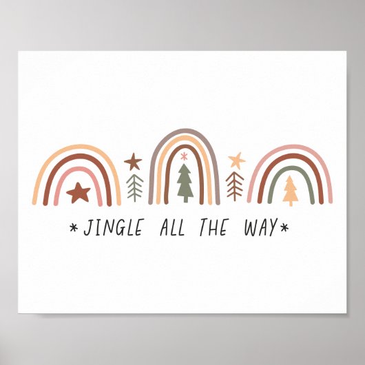 Boho Kerst Regenboog Gedempte tonen kleuren Jingle Poster (Voorkant)