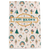 Boho Kerst Regenboog Gift Bag Medium Cadeauzakje (Voorkant)