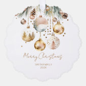 Boho Kerst sjabloon foto dennen goud ballen Ornament Kaart (Voorkant)