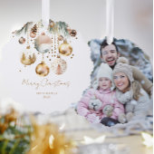 Boho Kerst sjabloon foto dennen goud ballen Ornament Kaart