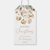 Boho Kerst waterverf besneeuwd metallic balletjes Cadeaulabel (Voorkant)