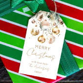 Boho Kerst waterverf besneeuwd metallic balletjes Cadeaulabel