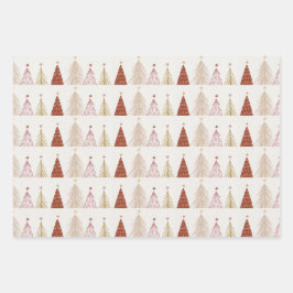 Boho kerstbomen cadeau inpakpapier vel