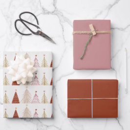 Boho kerstbomen cadeau inpakpapier vel