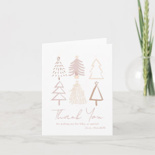Boho kerstbomen Dusty Pink Birthday Bedankkaart