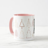 Boho kerstbomen Dusty Pink Holiday Foto Mok (Voorkant links)