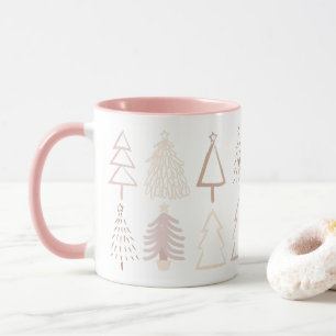 Boho kerstbomen Dusty Pink Holiday Foto Mok