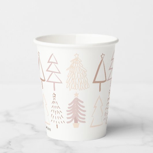 Boho kerstbomen Dusty Pink Holiday Papieren Bekers (Links)