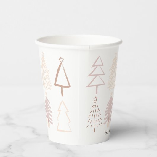 Boho kerstbomen Dusty Pink Holiday Papieren Bekers (Rechts)
