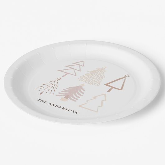 Boho kerstbomen Dusty Pink Holiday Papieren Bordje (Gekanteld)