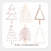 Boho kerstbomen Dusty Pink Holiday Vierkante Sticker (Voorkant)