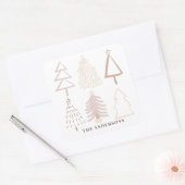 Boho kerstbomen Dusty Pink Holiday Vierkante Sticker (Envelop)