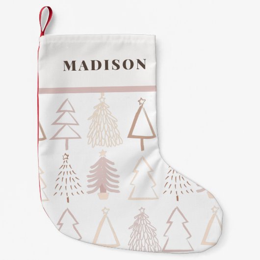 Boho kerstbomen Dusty Pink White Kleine Kerstsok (Voorkant)