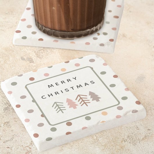 Boho Kerstbomen en Stippen Stenen Onderzetter