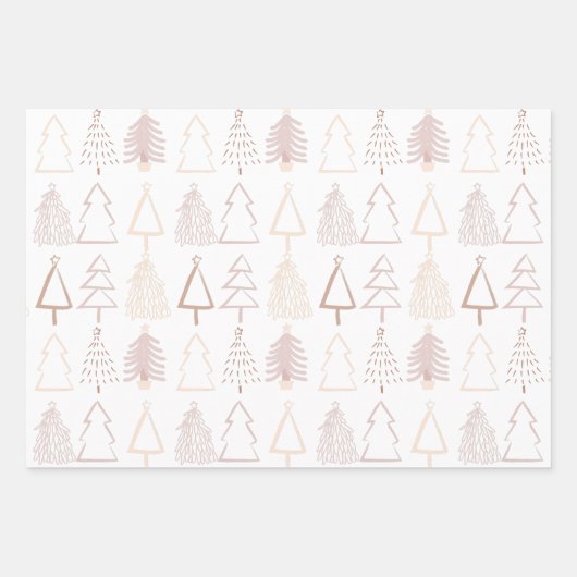 Boho kerstbomen Falala Dusty Pink Holiday Inpakpapier Vel (Voorkant)