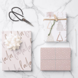 Boho kerstbomen Falala Dusty Pink Holiday Wra Inpakpapier Vel