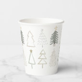 Boho kerstbomen Green Holiday Papieren Bekers (Achterkant)