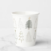 Boho kerstbomen Green Holiday Papieren Bekers (Links)