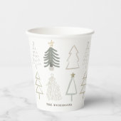 Boho kerstbomen Green Holiday Papieren Bekers (Voorkant)