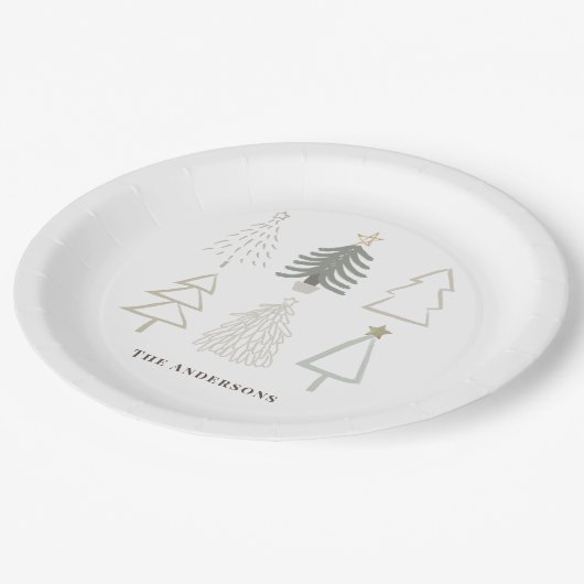 Boho kerstbomen Green Holiday Papieren Bordje (Gekanteld)