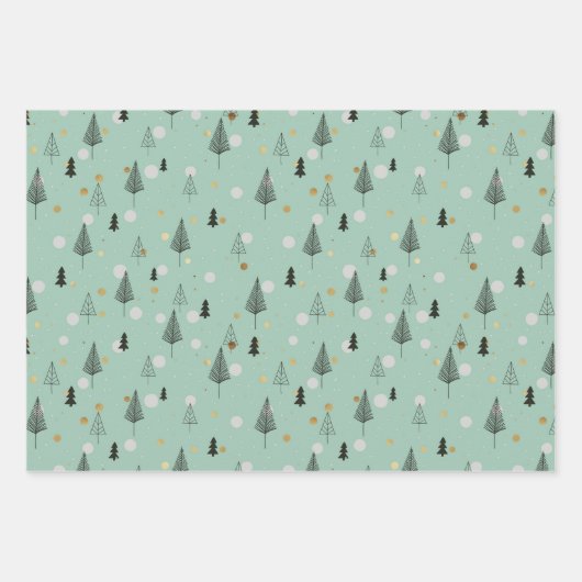 Boho Kerstbomen Holiday Inpakpapier Vel (Voorkant 2)
