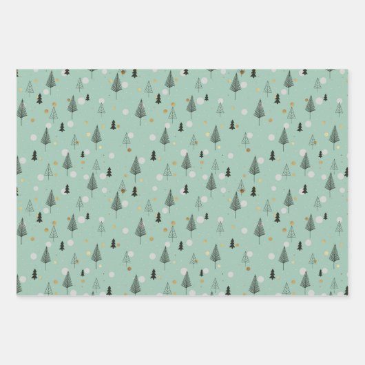 Boho Kerstbomen Holiday Inpakpapier Vel (Voorkant)