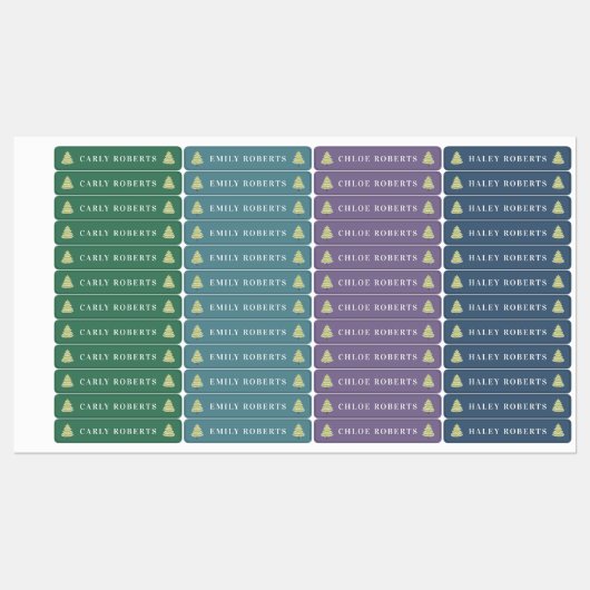 Boho kerstbomen Kinder naam Waterbestendige labels (Vel)