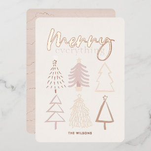 Boho kerstbomen Roos Gold Foil Holiday Kaart