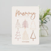 Boho kerstbomen Roos Gold Foil Holiday Kaart (Staand Voorkant)