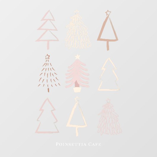 Boho Kerstbomen Roze Venster Kling Raamsticker (Vel)