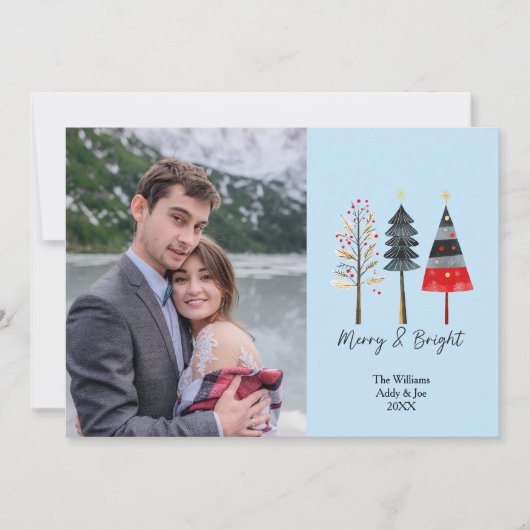 Boho kerstbomen Schattigee aangepaste foto vakanti Feestdagenkaart (Voorkant)