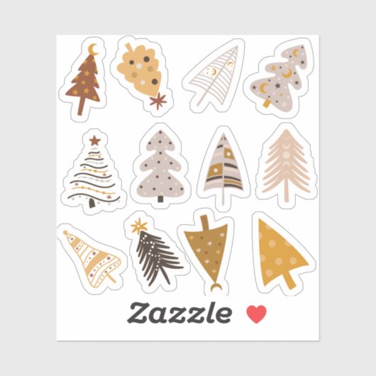 Boho kerstbomen sticker pack (Vel)