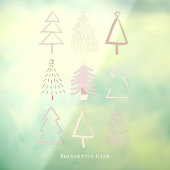 Boho Kerstbomen Stof Roze Raam Sticker (Vel 3)