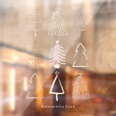 Boho Kerstbomen Stof Roze Raam Sticker (Vel 2)