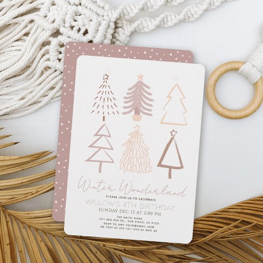 Boho kerstbomen Winter Onederland Birthday Kaart