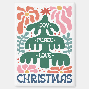 Boho Kerstboom Joy Vrede Liefde Kleurrijk Magneet