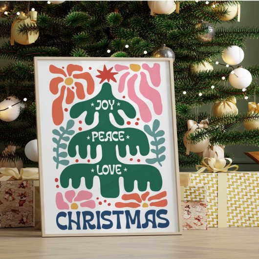 Boho Kerstboom Joy Vrede Liefde Kleurrijk Poster