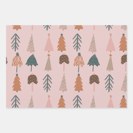 Boho kerstboompatroon inpakpapier vel (Voorkant 3)