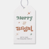 Boho Kerstcadeau Label Vrolijk en stralend vakanti Cadeaulabel (Voorkant)