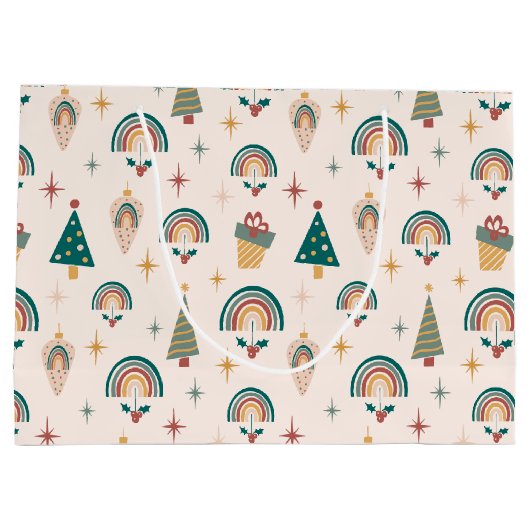 Boho kerstcadeauzak groot cadeauzakje (Achterkant)