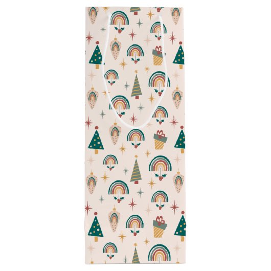 Boho kerstcadeauzak wijn cadeautas (Achterkant)