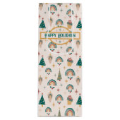 Boho kerstcadeauzak wijn cadeautas (Voorkant)