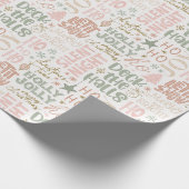 Boho Kerstcitaten Groen Roze Terracotta Cadeaupapier (Hoek)