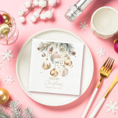 Boho kerstdennen gouden baubles sjabloon servet