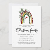 Boho Kerstfeest Uitnodiging met Regenboog (Voorkant)