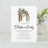 Boho Kerstfeest Uitnodiging met Regenboog (Staand voorkant)