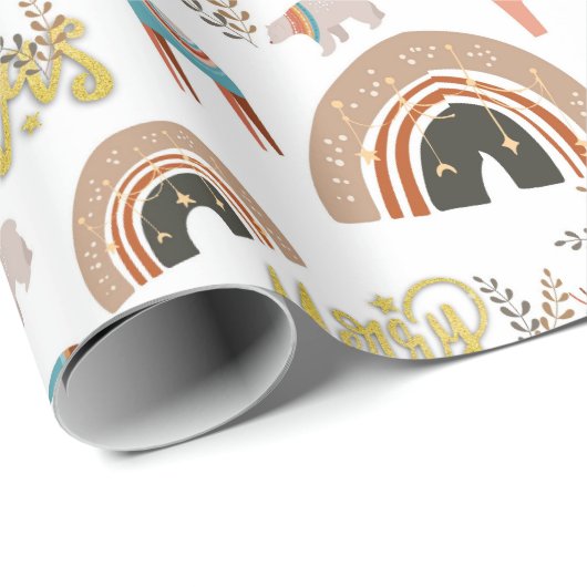 Boho Kerstfeestdag Cadeaupapier (Rol Hoek)